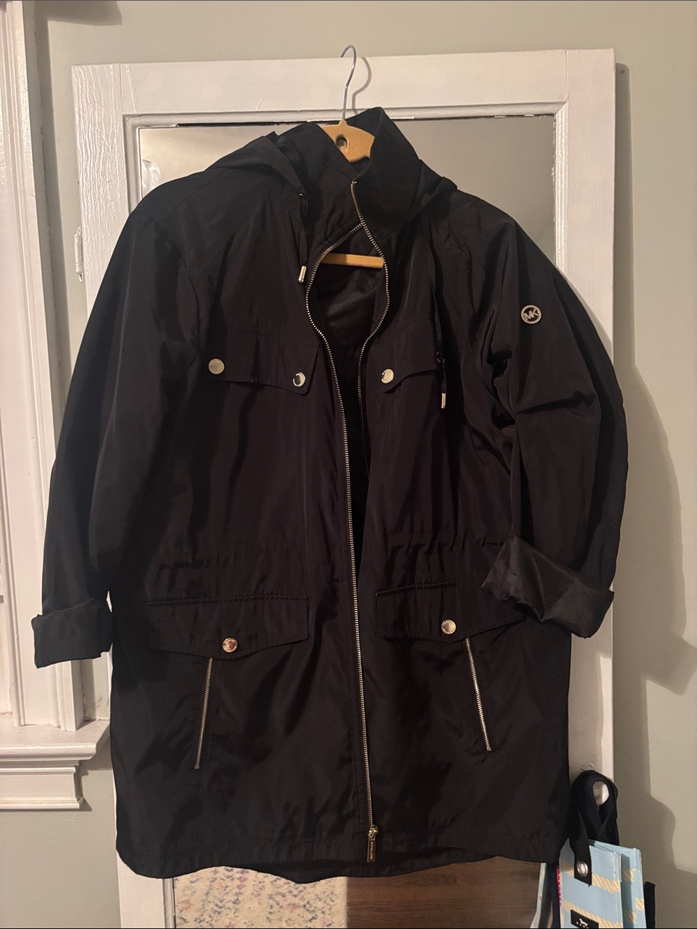 Michael Kors Black Hooded Utility Jacket